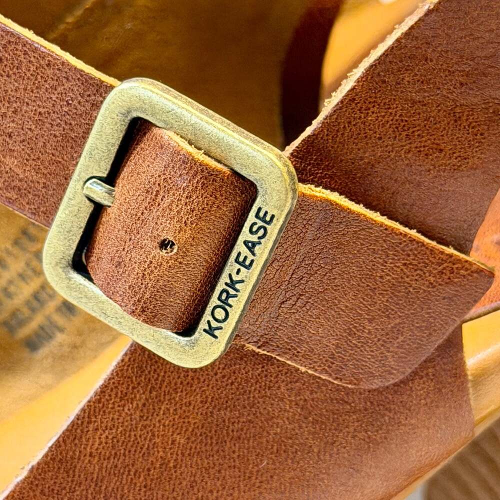 Kork-Ease Vanya Tan Leather Mary Jane Platform Wedge Sandals Size 7M - Picture 7 of 11